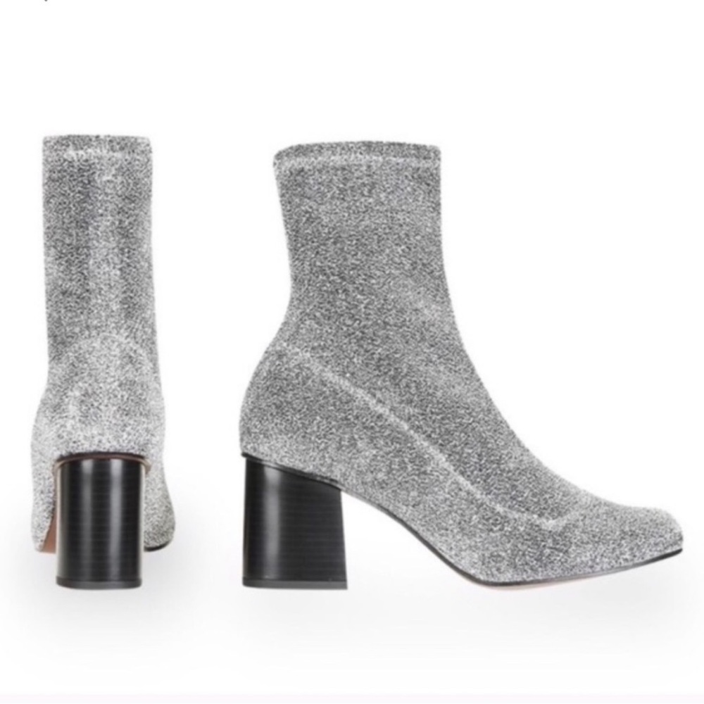 Topshop Silver Glitter Sock Boots - size 37
